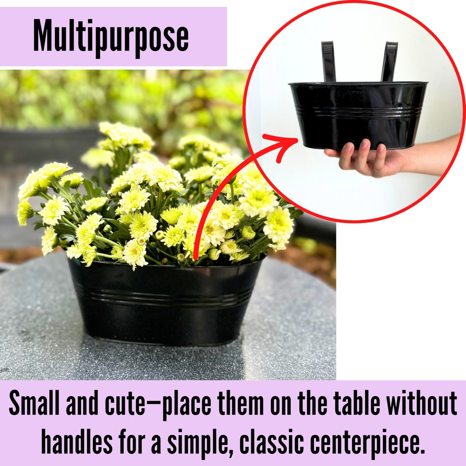 LaLaGreen Rail Planter Outdoor Plants (2 Pack, 9.8 Inch) Small and Cute Metal...
