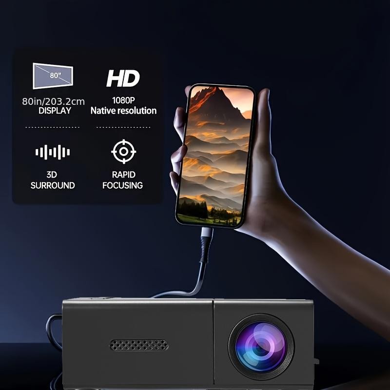 Mini Projector LED HD 1080P Home Cinema Portable Office Theater Movie Projector