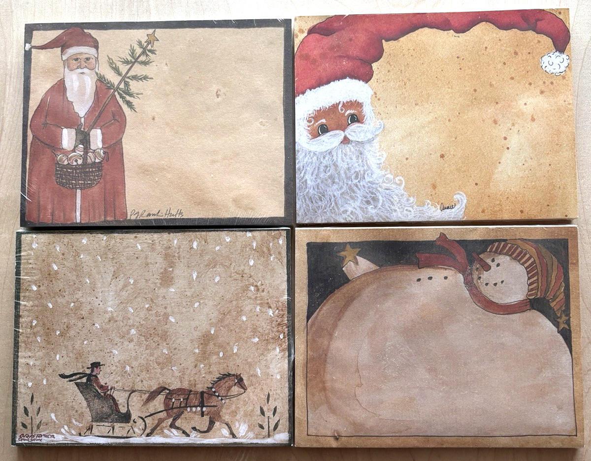 Primitives by Kathy Note Pad LOT of 4 NIP New Christmas Santa Snowman Sleigh #6