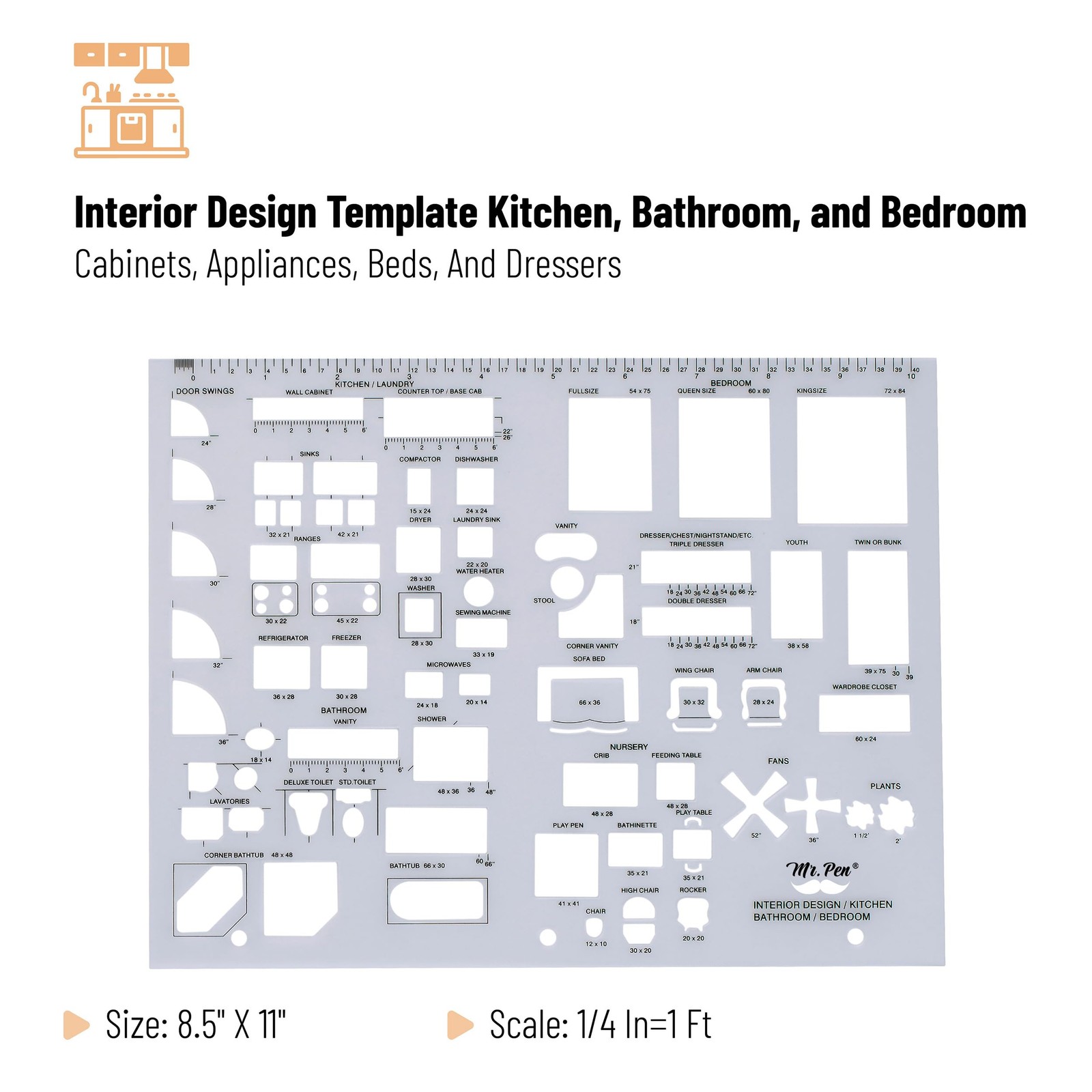 Mr. Pen- House Plan, Interior Design and Furniture 15.88 cm x 25.08 cm, Clear