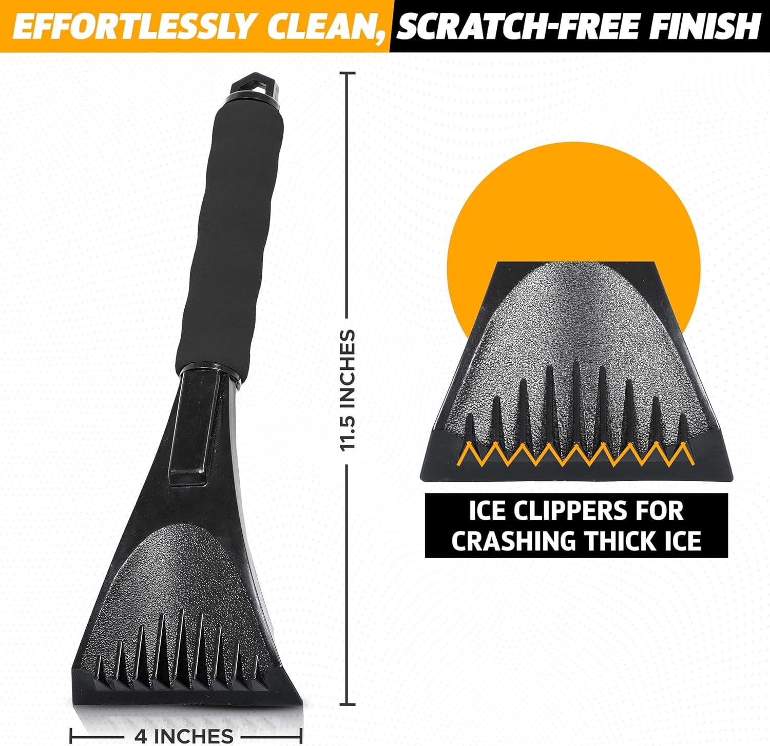 2 Pack Windshield Ice Scraper for Car Window Snow Frost Removal Foam Handle
