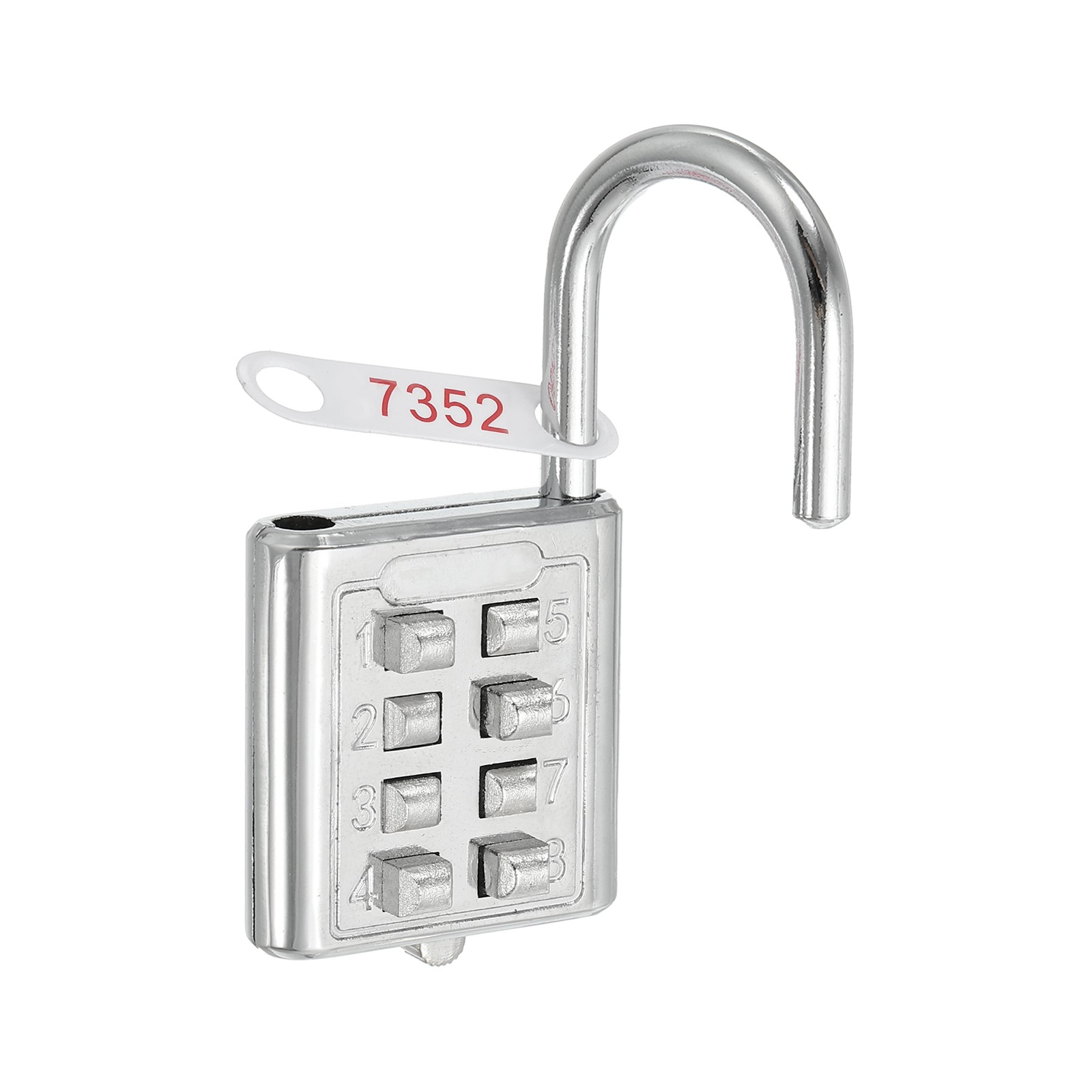 8 Digit Button Combination Padlock 4 Digit Locking Mechanism Lock Silver Tone