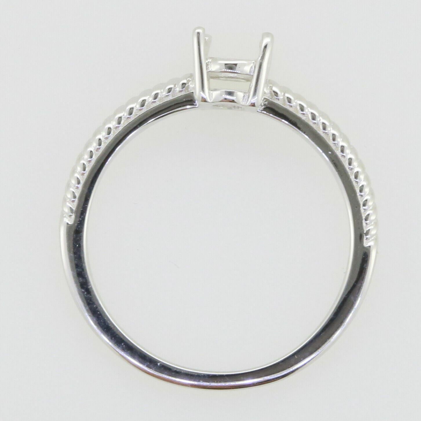 Delicate Sterling Silver Semi Mount Ring Setting OV 7x5mm Solitaire White Topaz