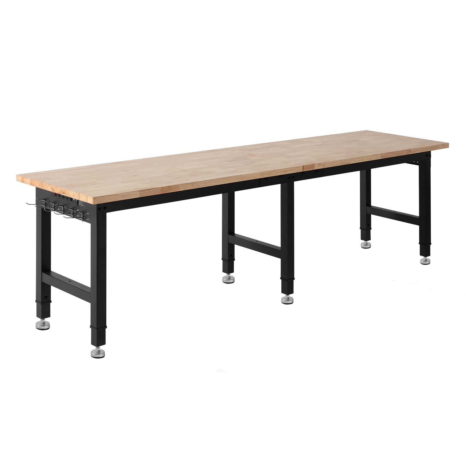 Uimoso Adjustable Workbench with Oak Wood Top and Built-in Power Outlets,96x24in