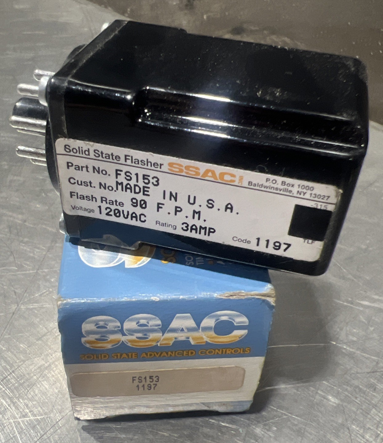 SSAC FS153 Solid State Flasher 3A / 120VAC, 90 FPM (3106X) Nos Surplus