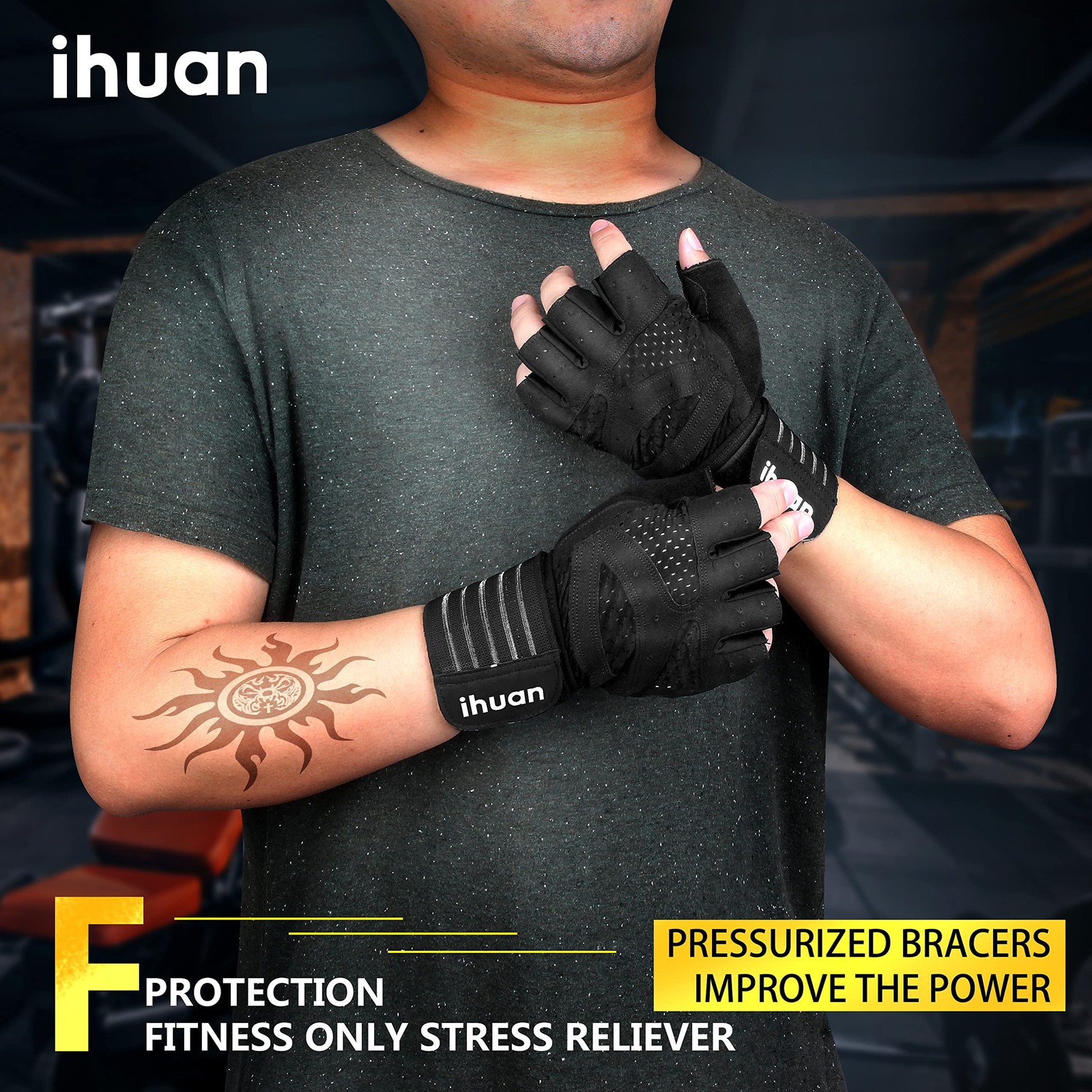 Ventilated Weight Lifting Gloves with Wrist Wrap Support