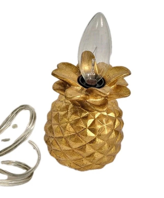 Small Goldtone Pineapple Plug In Table Light 5"