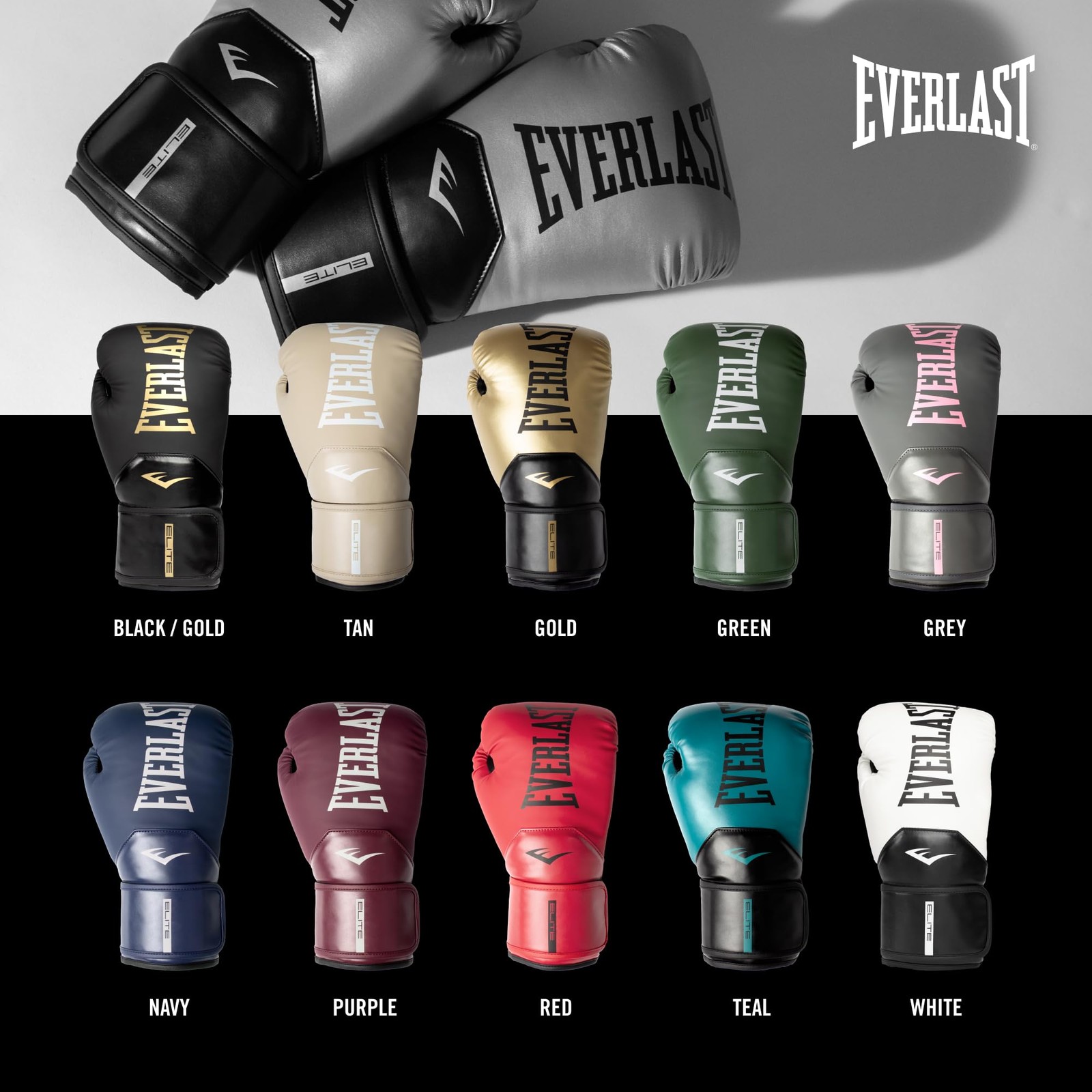 Everlast Elite 2 Boxing Gloves 14oz Red Training Gloves with Hook and Loop Strap