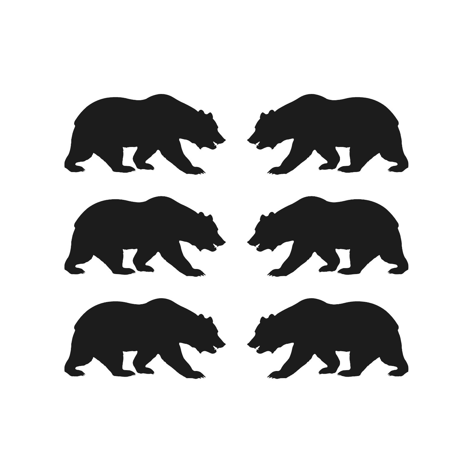 Set of 6 California Bear Vinyl decal stickers