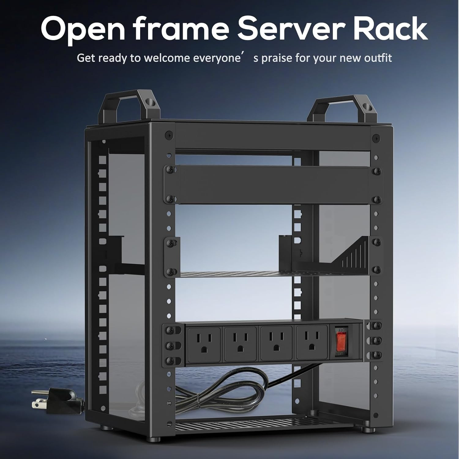 6U Mini Server Rack with PDU Power Outlets - 10" Depth for IT & AV Equipment