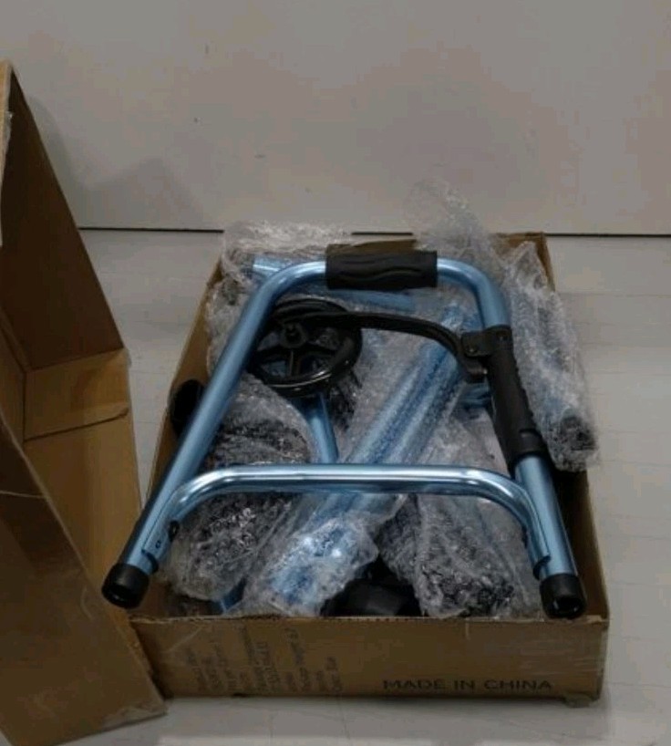 Walkers for Seniors, Folding Walker with Wheels and 2 Skis, Lightweight Rolling
