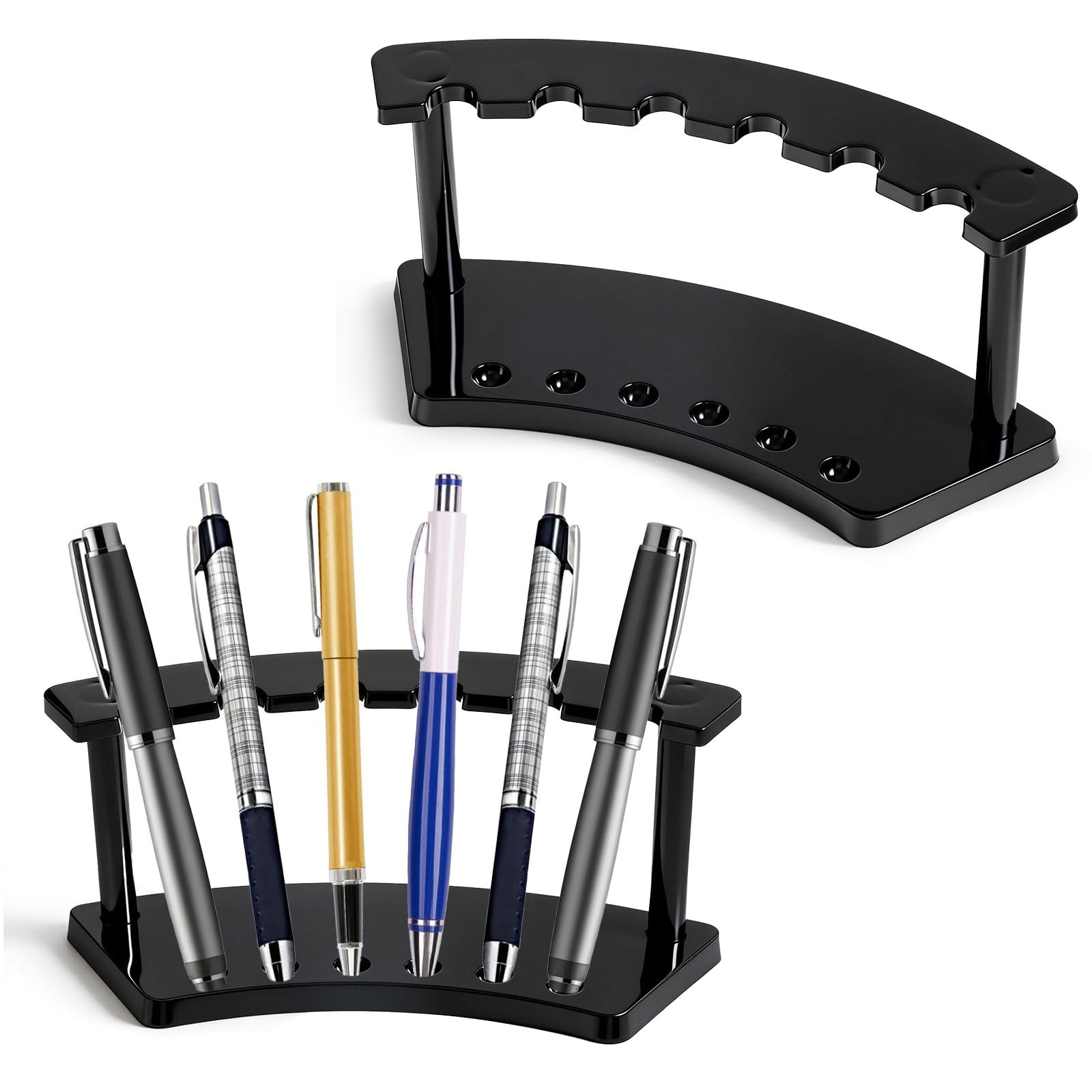 Xelsluthe 2 Pieces Pen Display Stand, Fountain Pen Holder, 6-Slot Pens Displa...