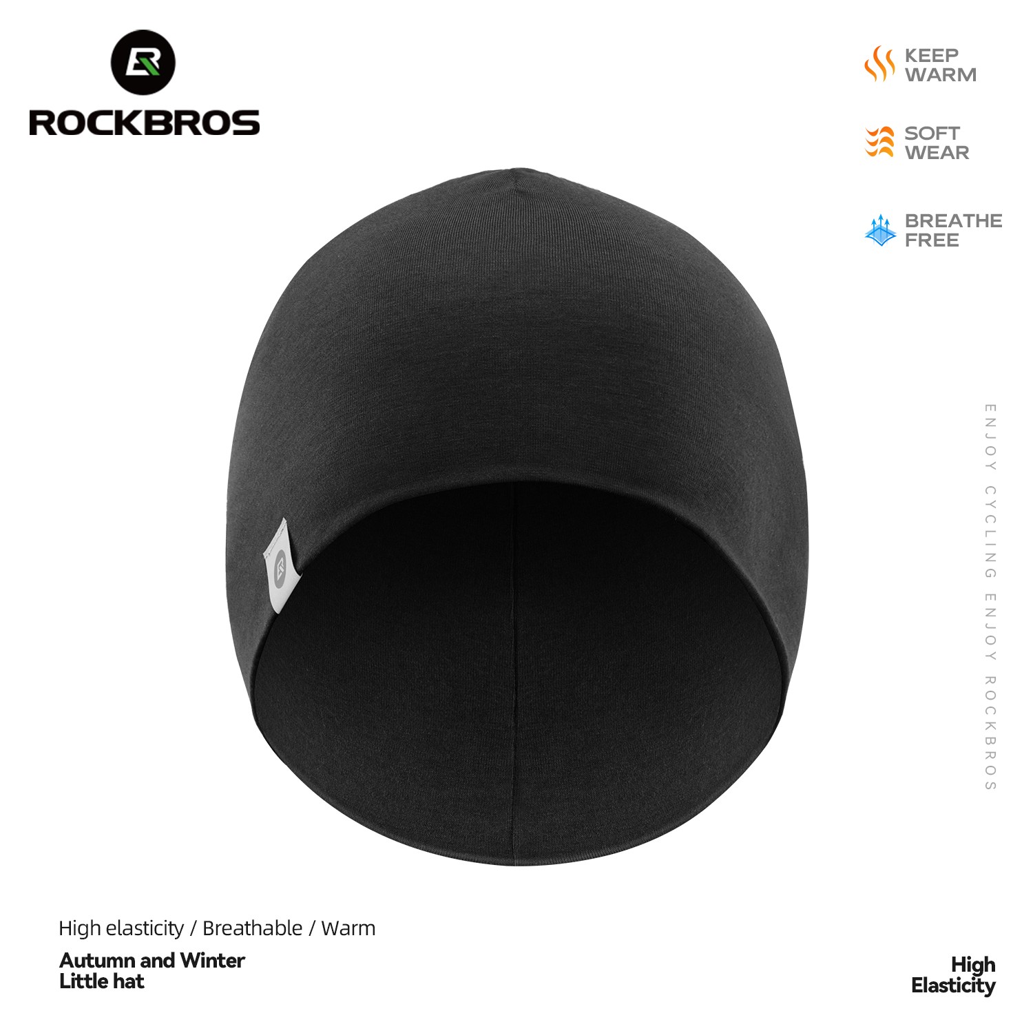 ROCKBROS Winter Tencel Wool Warm Hat Elastic Cycling Skull Caps for Men & Women