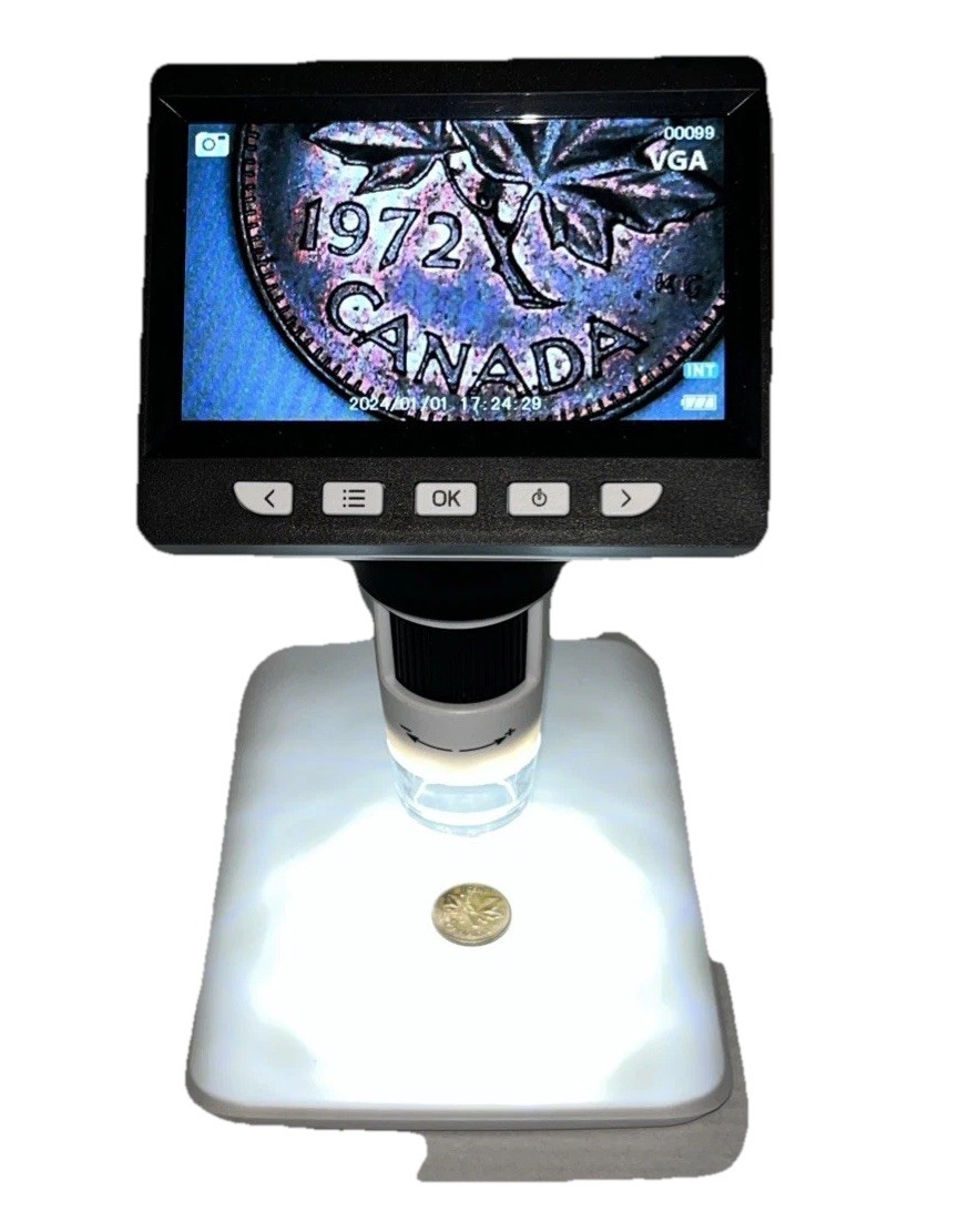 LCD Digital Microscope - 1000x Coin Magnifier w/ 8 Adjustable LED Lights PC View