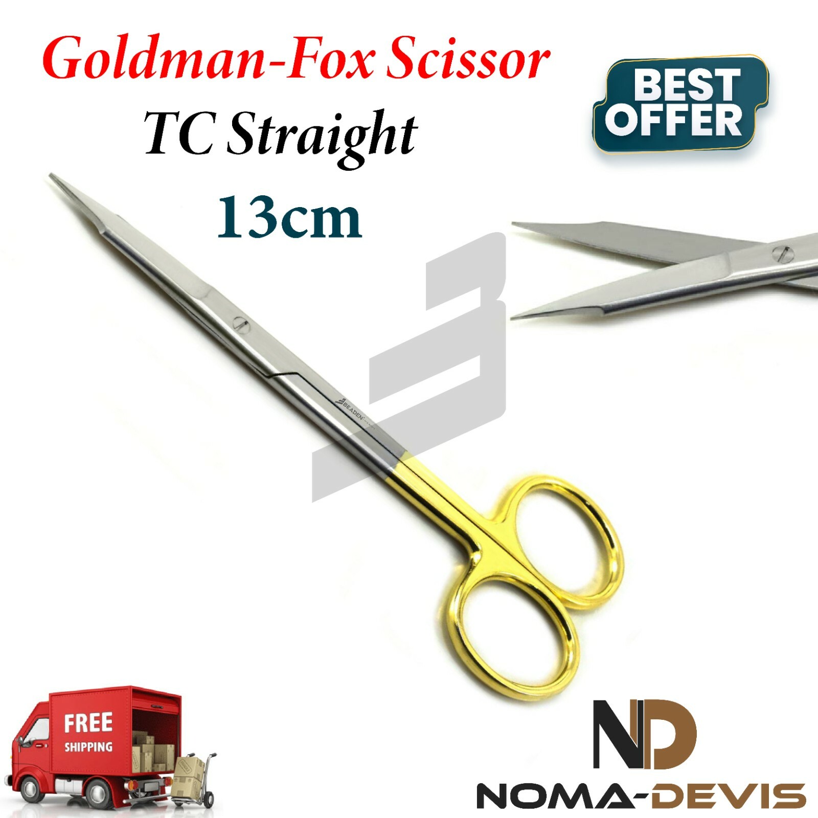 Goldman Fox Scissor TC Straight Dental surgical Cutting Scissor Gold BEADEN®