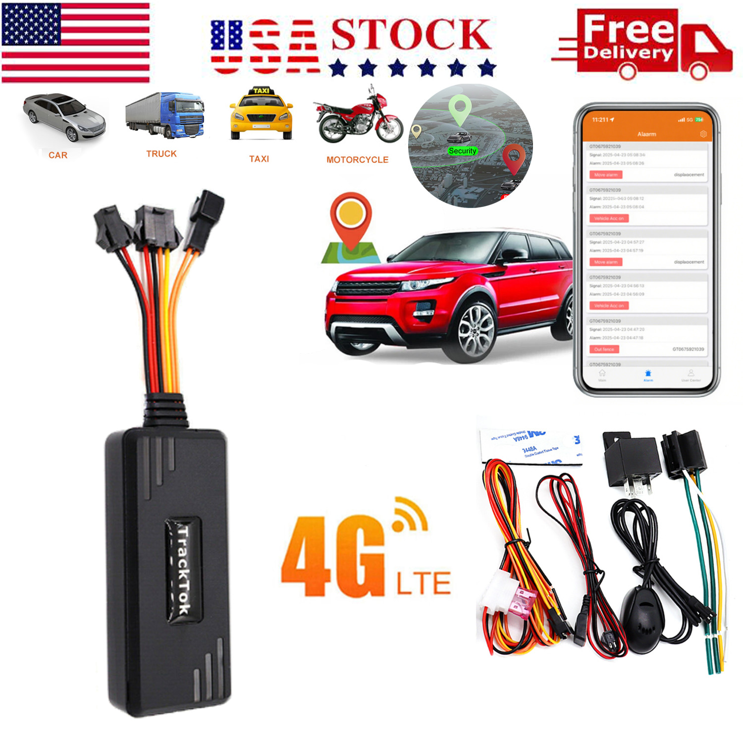 4G Car GPS Tracker GSM GPRS Real Time Tracking Device Locator for Truck Vehicle