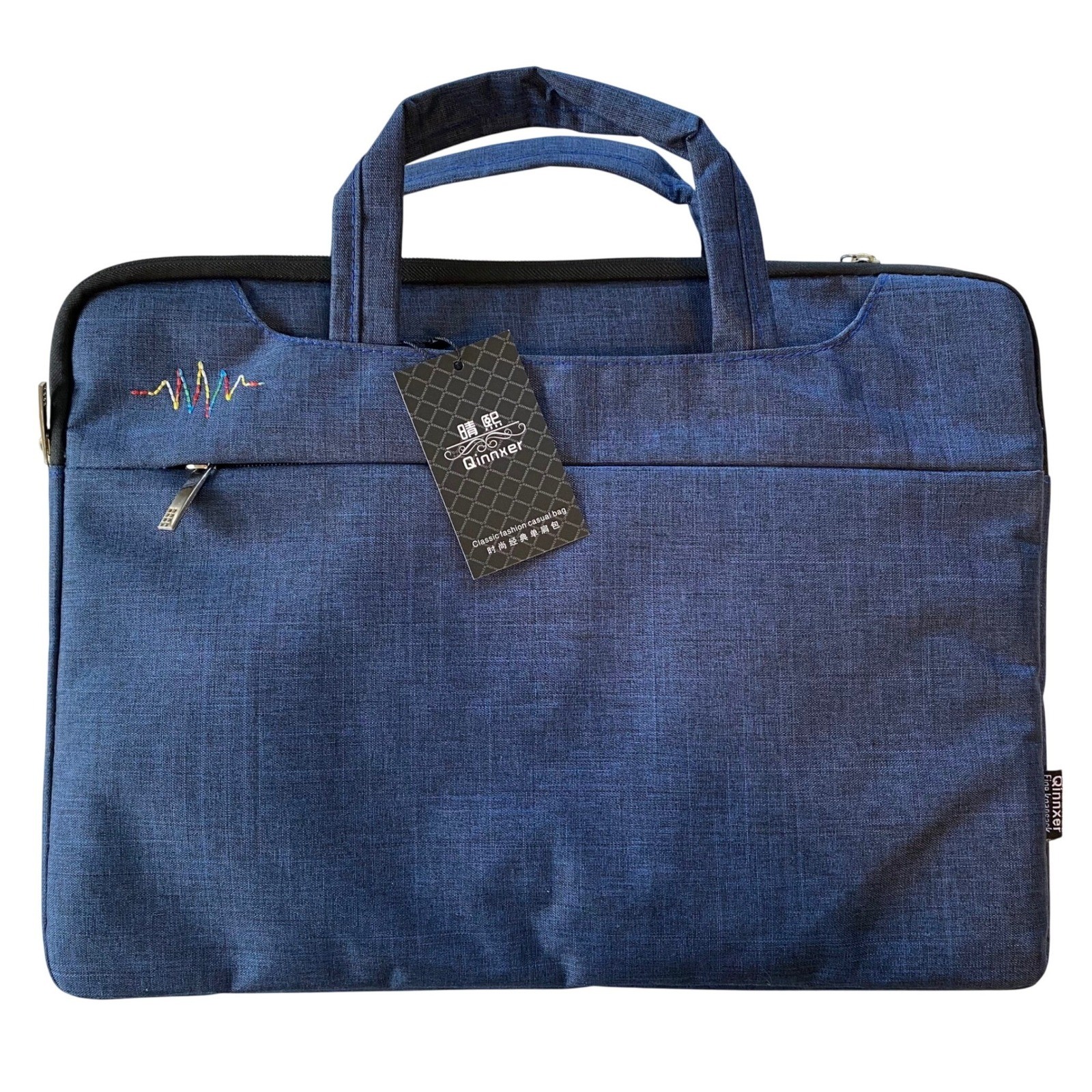 Qinnxer Laptop Messenger Bag Unisex Blue 16 inch Heathered Fleece Lined New