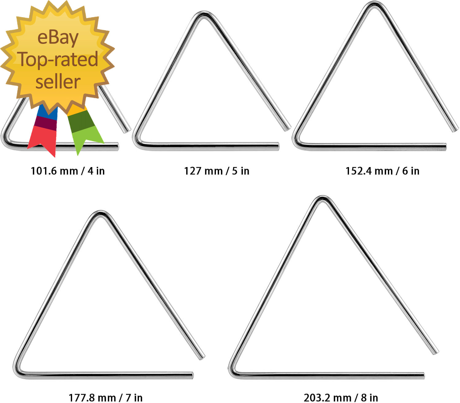 10 Pack Triangle Instrumen 8 Inch Musical Triangle Percussion with Striker