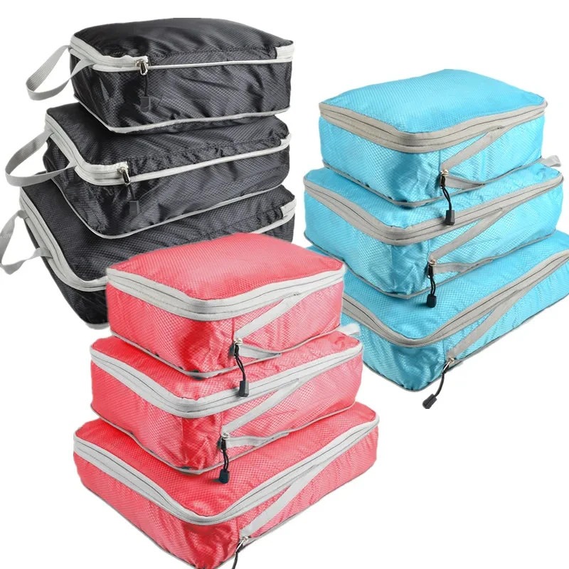 Travel Compression Packing Cubes Suitcase Luggage Organizer Set Zipper Foldable