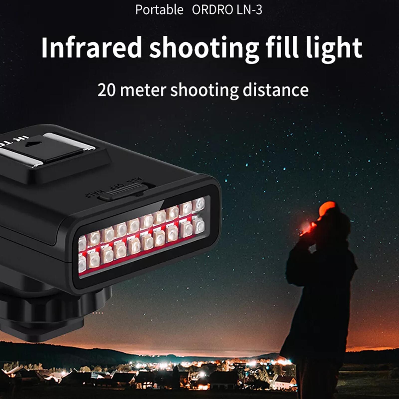 LN-3 IR Night Vision LED Light USB Rechargeable Infrared Fill Light For Camera