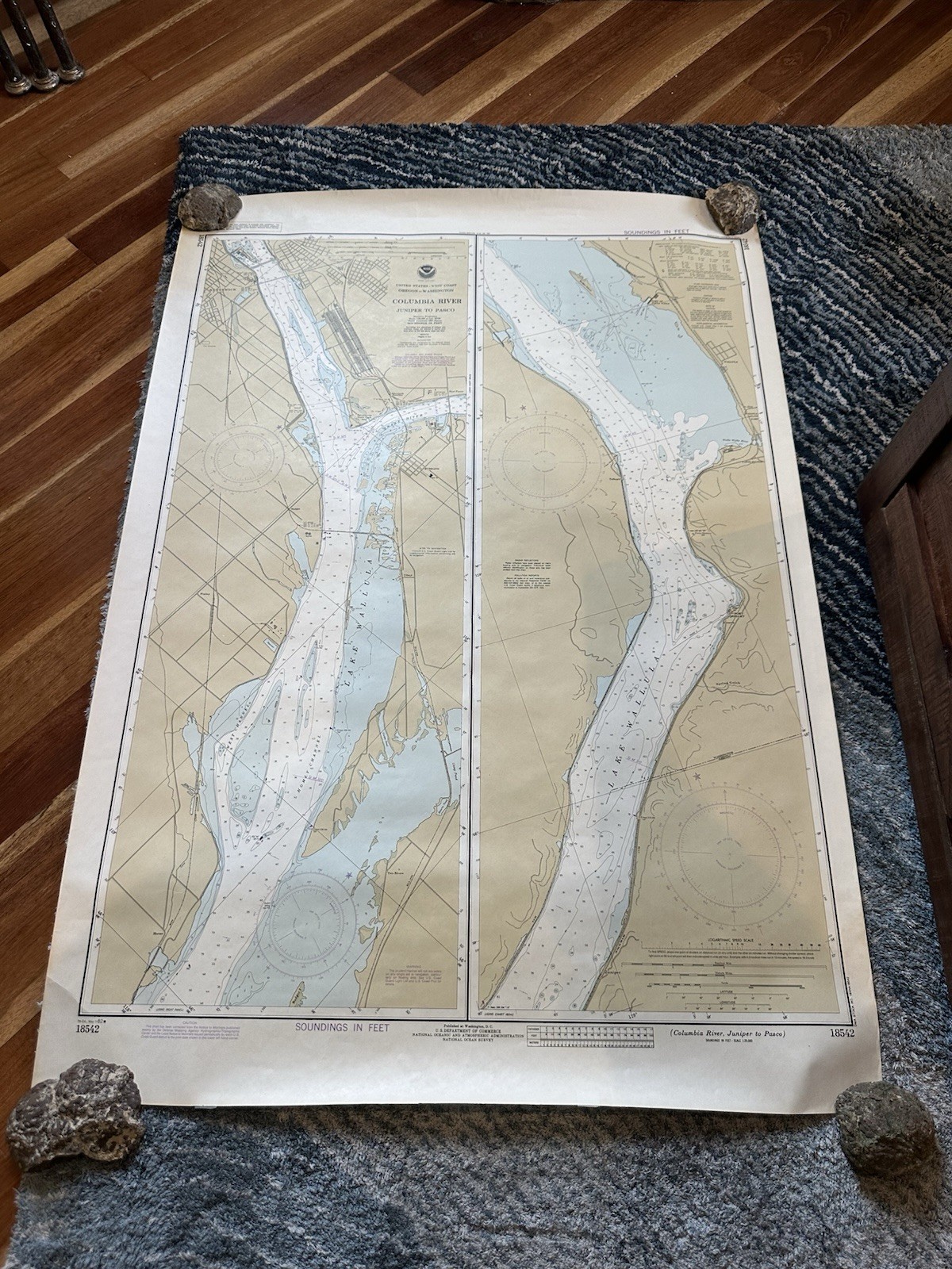 Vintage 1980 NOAA Nautical Chart Map Columbia River Juniper to Pasco