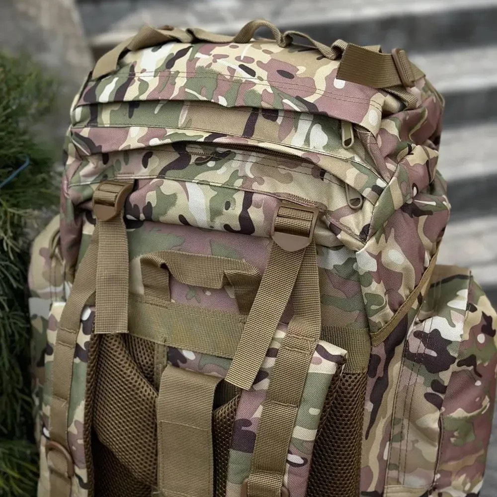 Tactical backpack 120L with aluminum frame multicam💛💙