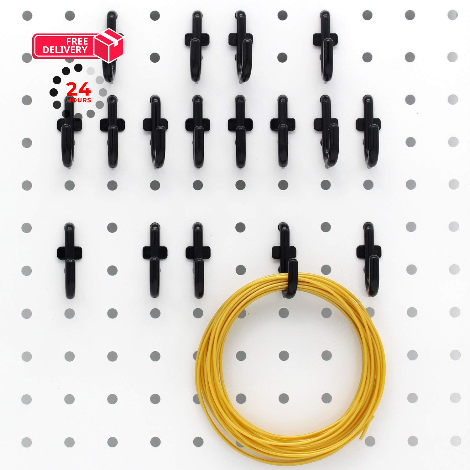 Colorstorm Pegboard Hooks Kit J Hook Assortment 100PK 100PK, Black