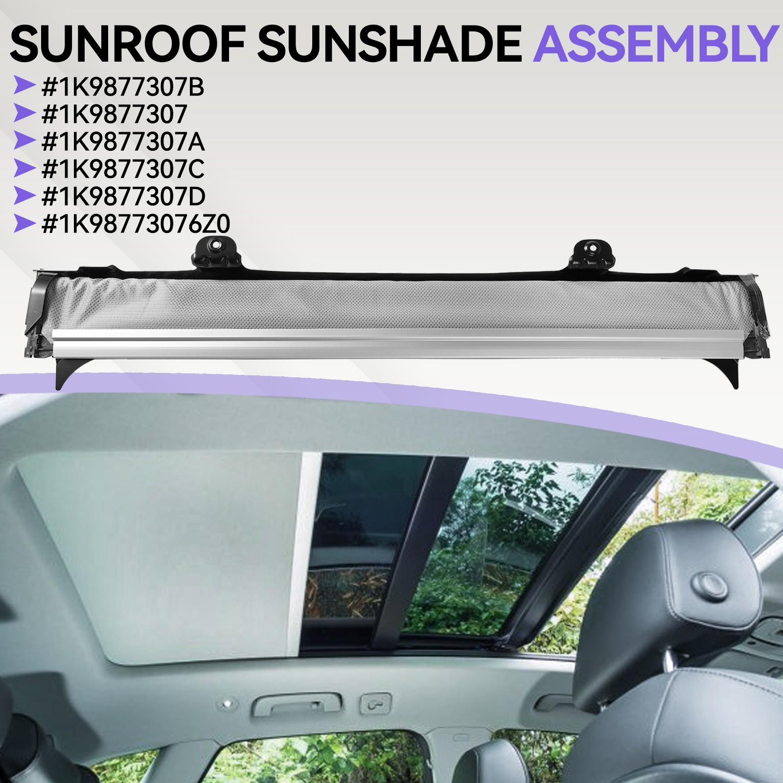 Gray Sunroof Sunshade Cover 1K9877307A for Audi Q5 09-17 VW Tiguan 08-17 Sharan