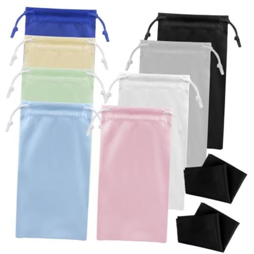 TKYZMS 8-Pcs Eyeglass Pouch Set with 2 Microfiber Cleaning Cloths-Soft