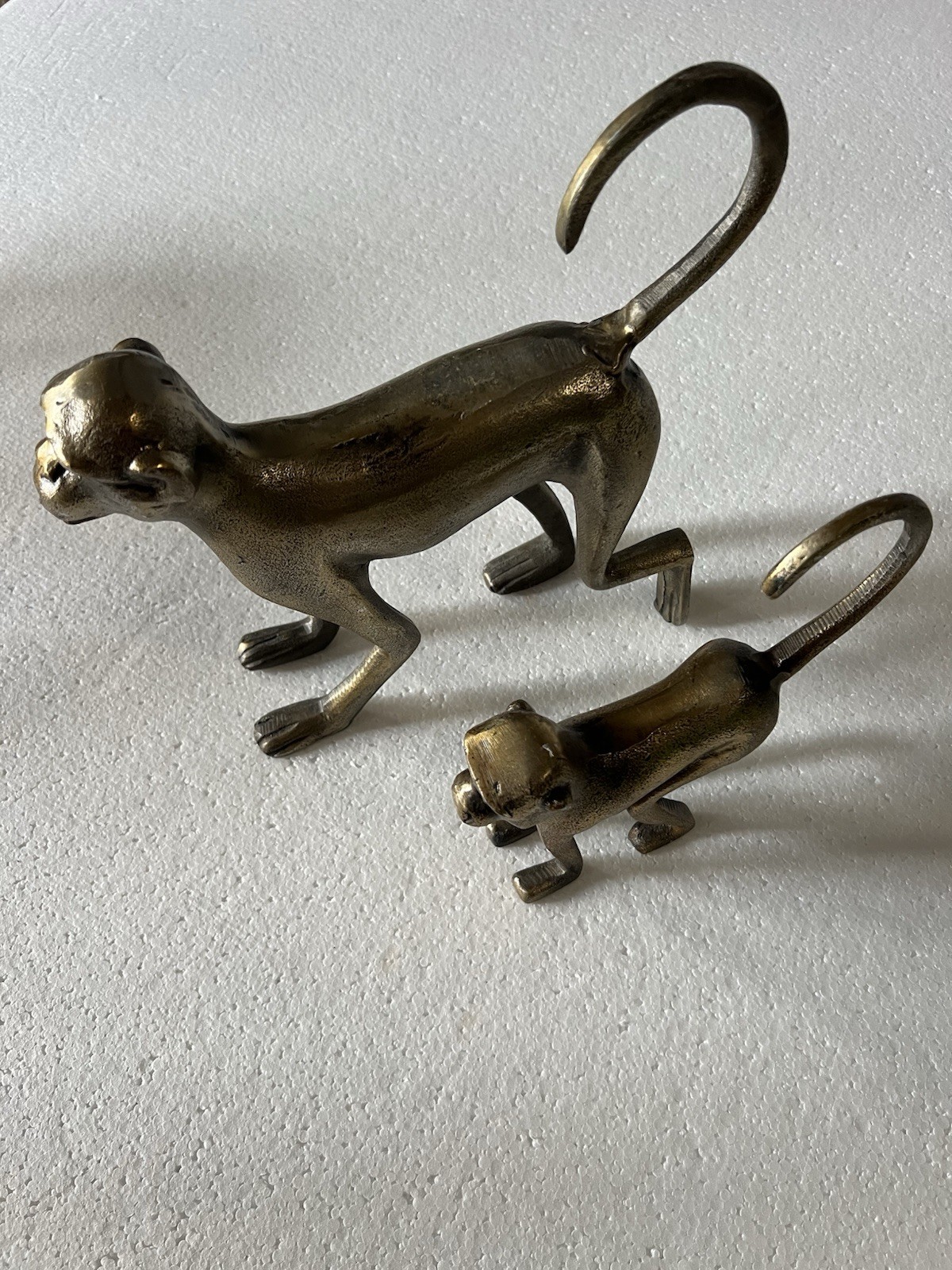 Pair of Bronze Interior Monkey Figurines Hand-Cast, India, Excellent Condition