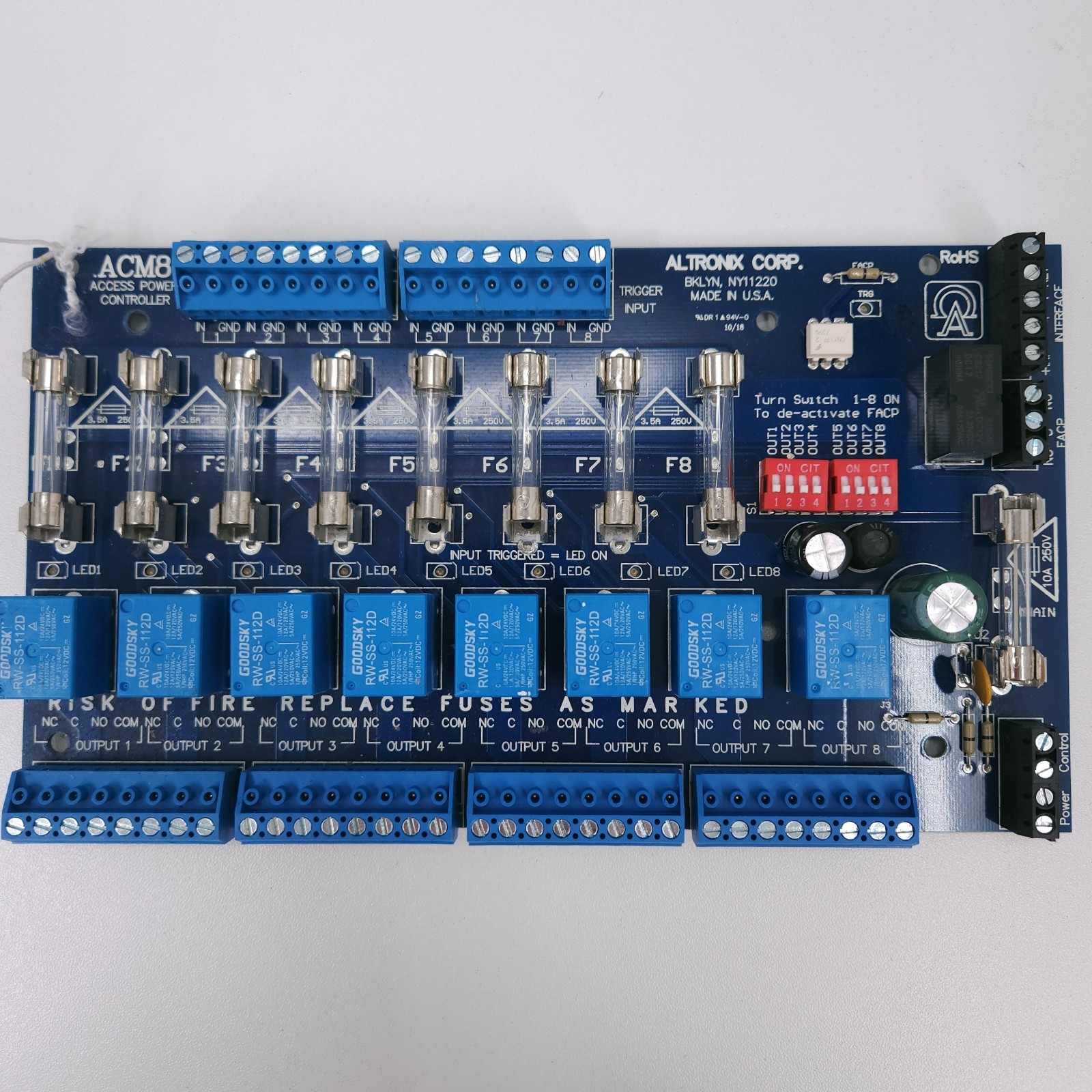 Altronix ACM8 Power Controller Board 8 Fused Outputs