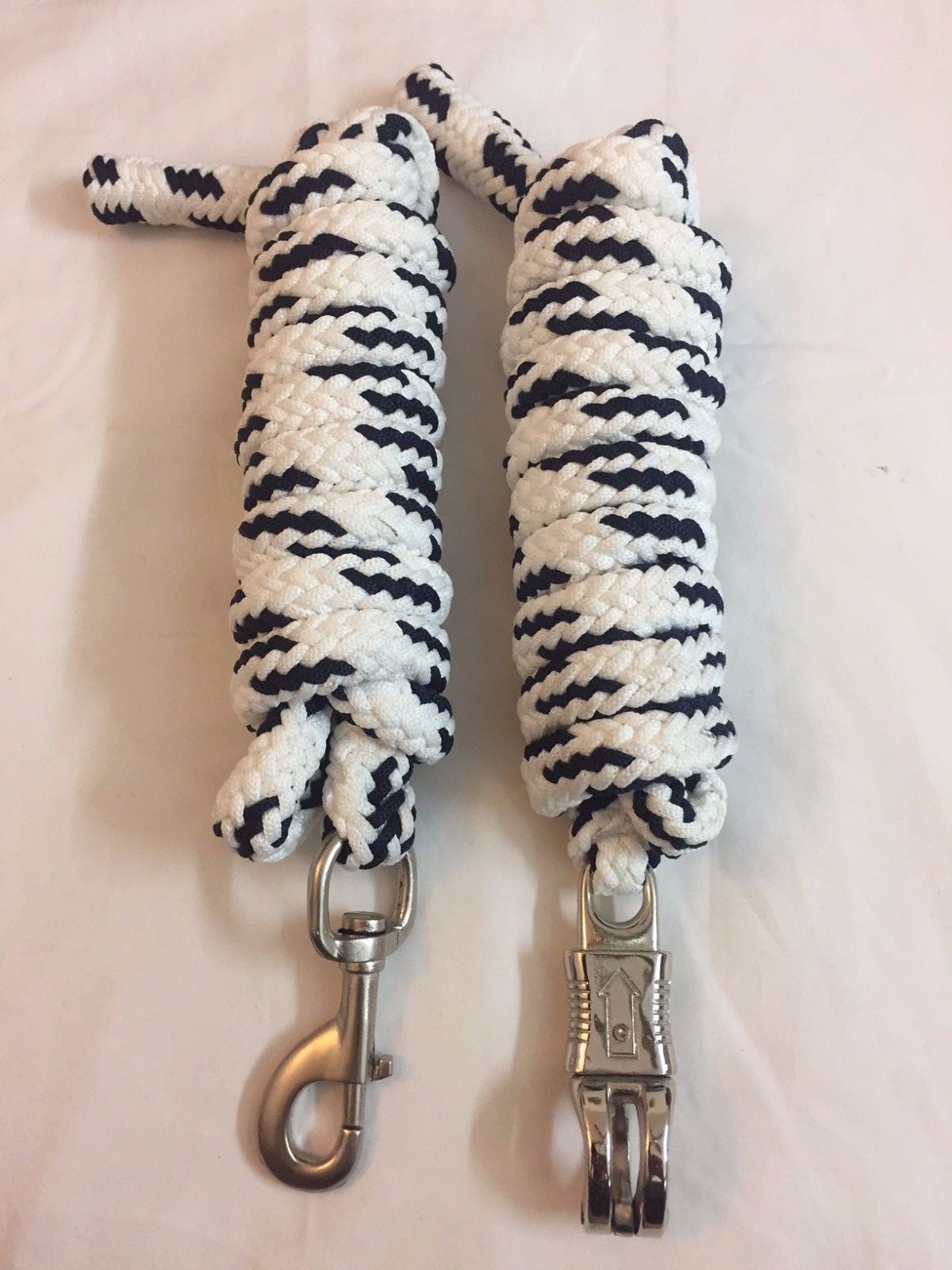 Western Set of 2 Nylon Braided and Knotted Horse Leads with Steel Snaps