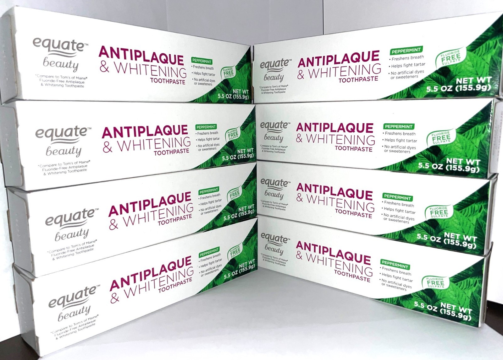 8 TUBES OF WALMART EQUATE ANTIPLAQUE WHITENING TOOTHPASTE! 5.5OZ GREAT BUY!