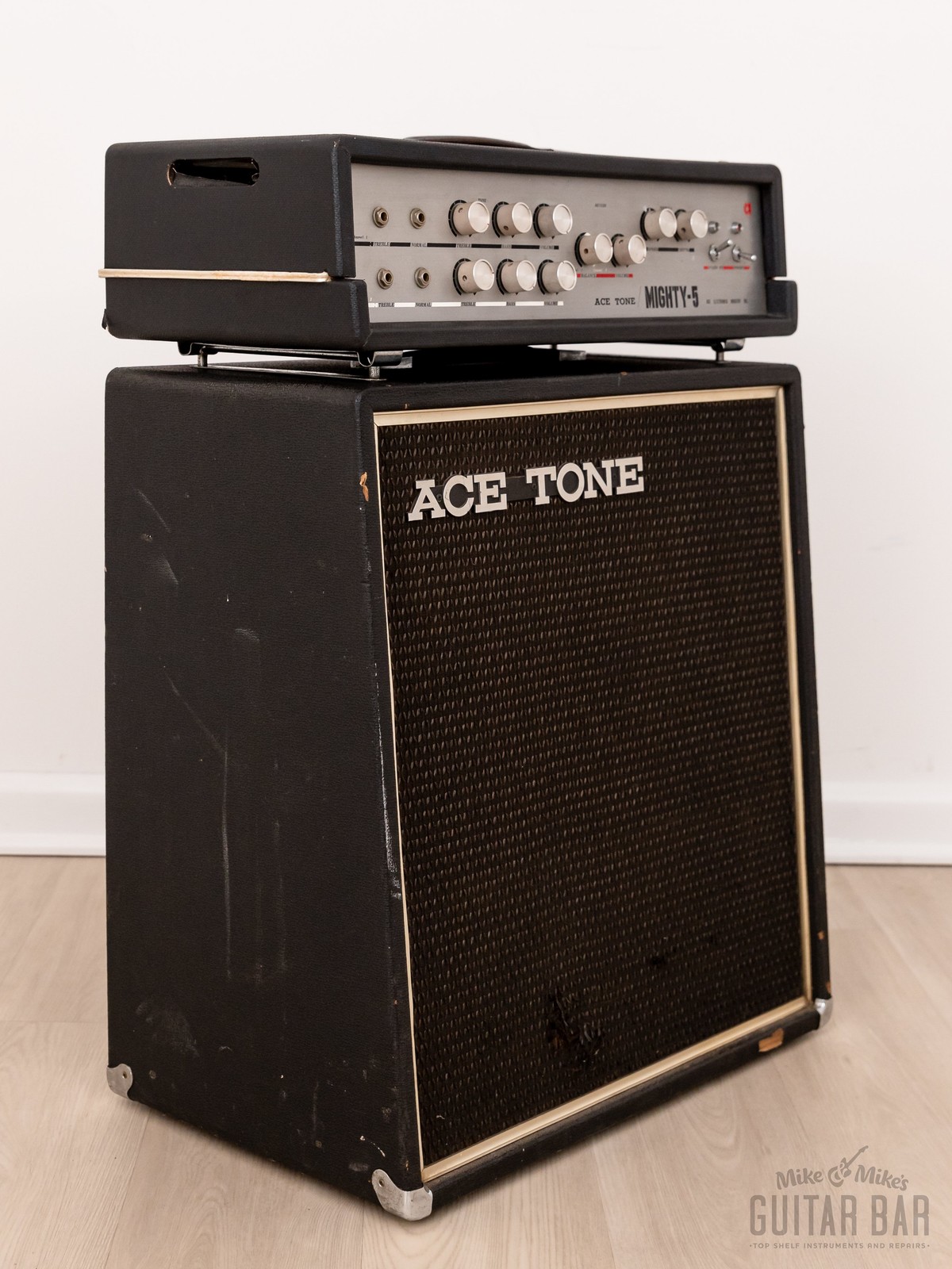 1967 Ace Tone Mighty-5 Vintage Tube Amp Head & 1x12 Cab, Fully-Serviced 117v,...