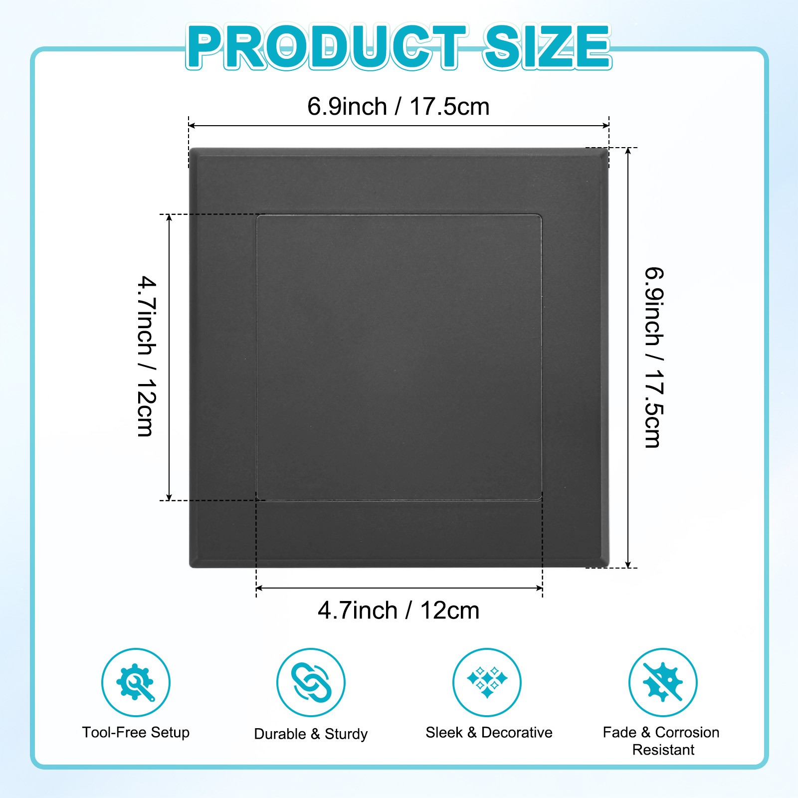 1-Pack Access Panel for Drywall, 5x5" Plastic Removable [Black, Square]