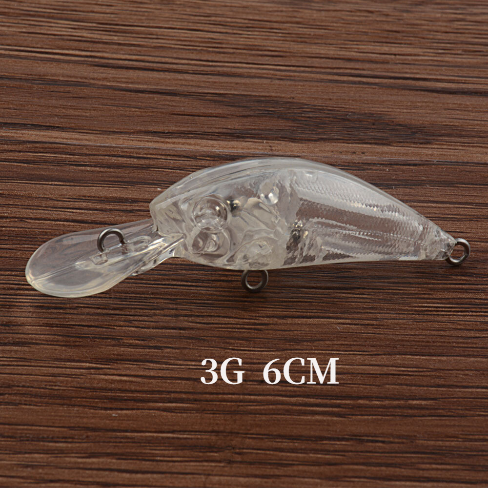 10PCS 6CM/3G Blank Plastic Lures Transparent Unpainted Minnow Wobbler Crankbait