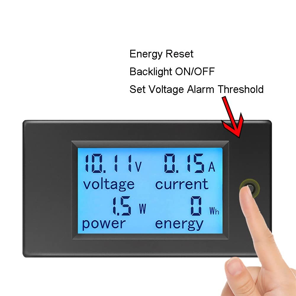 Digital Ammeter Voltmeter DC Voltage Current Power Energy Meter 6.5V~100V wit...