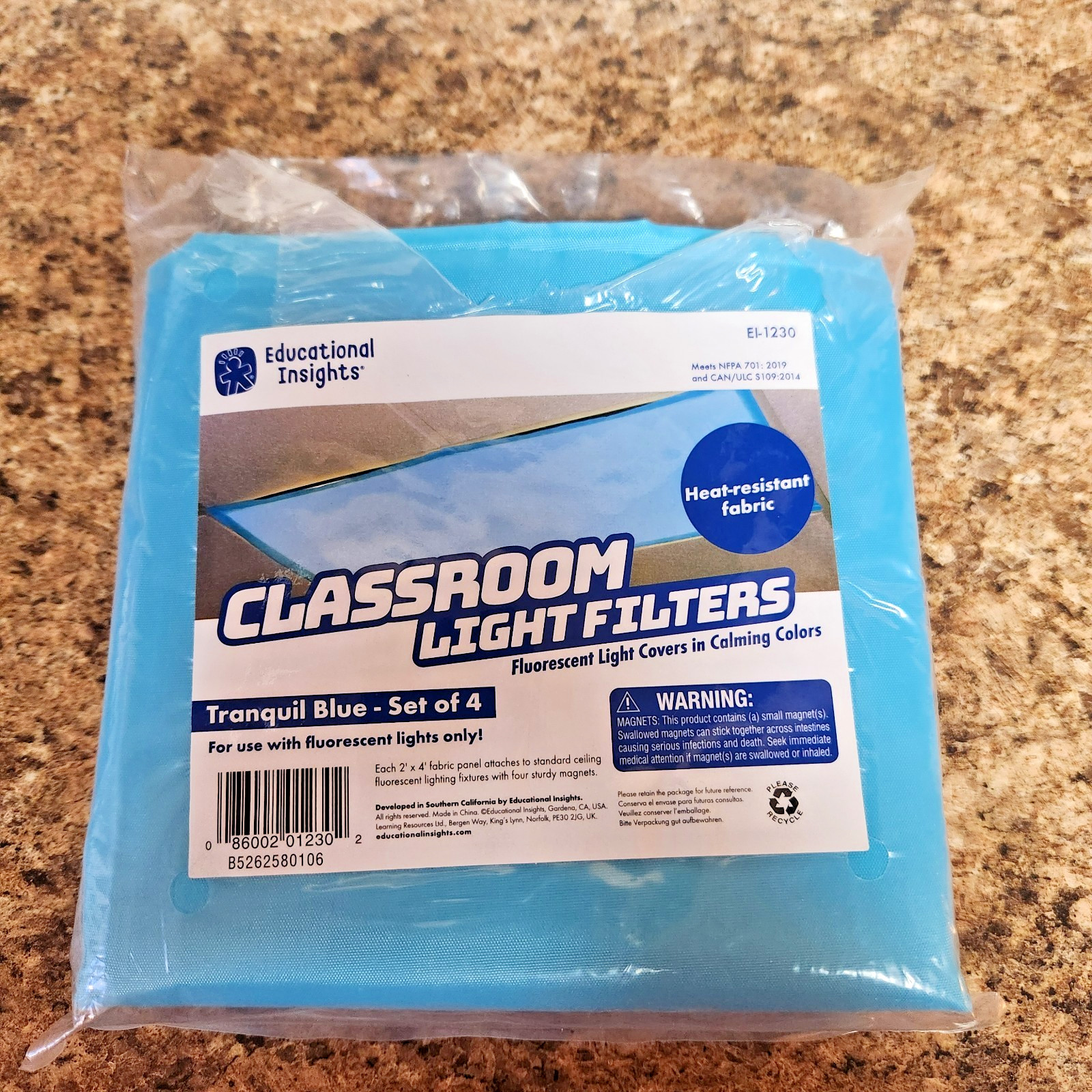 Educational Insights Fluorescent Light Filters 3 (Tranquil Blue), 2'by4',