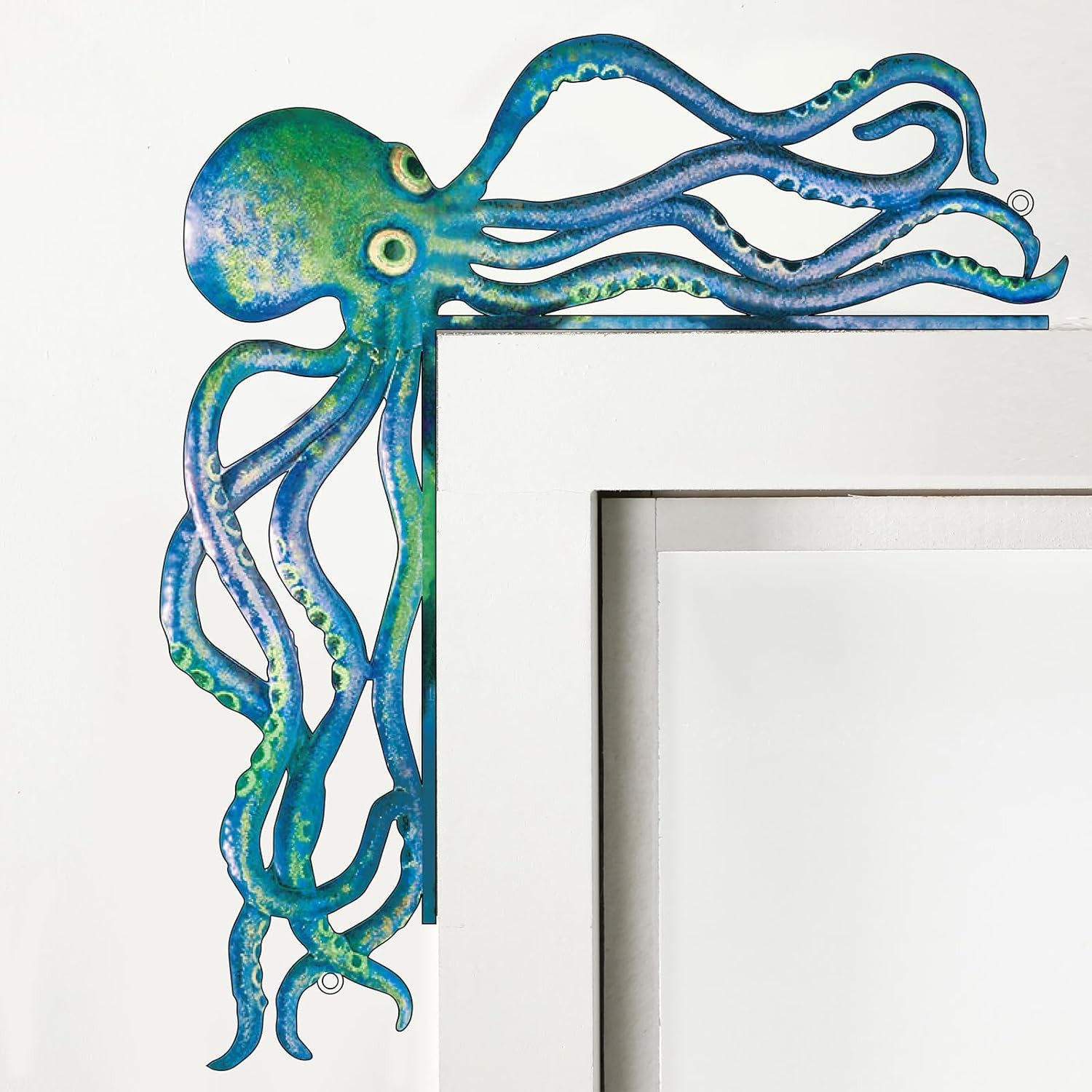 Metal Door Frame Decoration 11.81 x 10.43 Inches Octopus Themed Ocean Blue