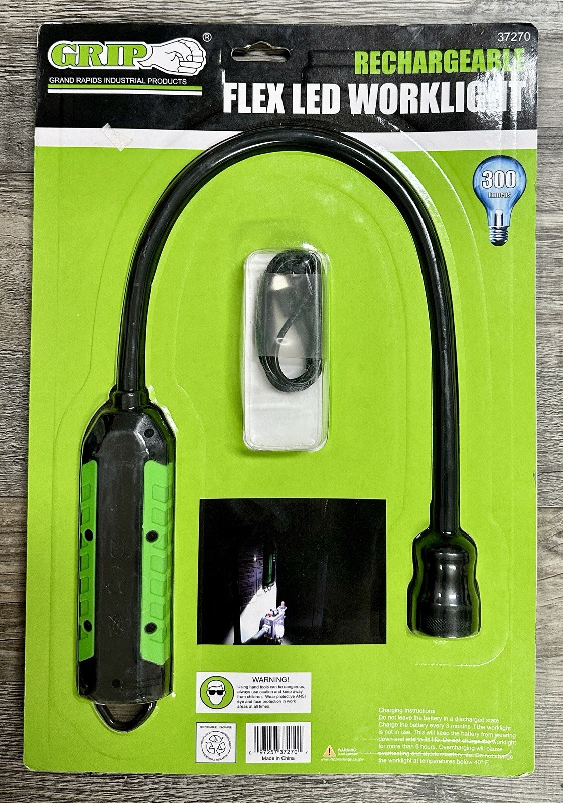 GRIP Rechargeable FLEX LED WORK LIGHT 300 Lumens  Gooseneck NICE!!!