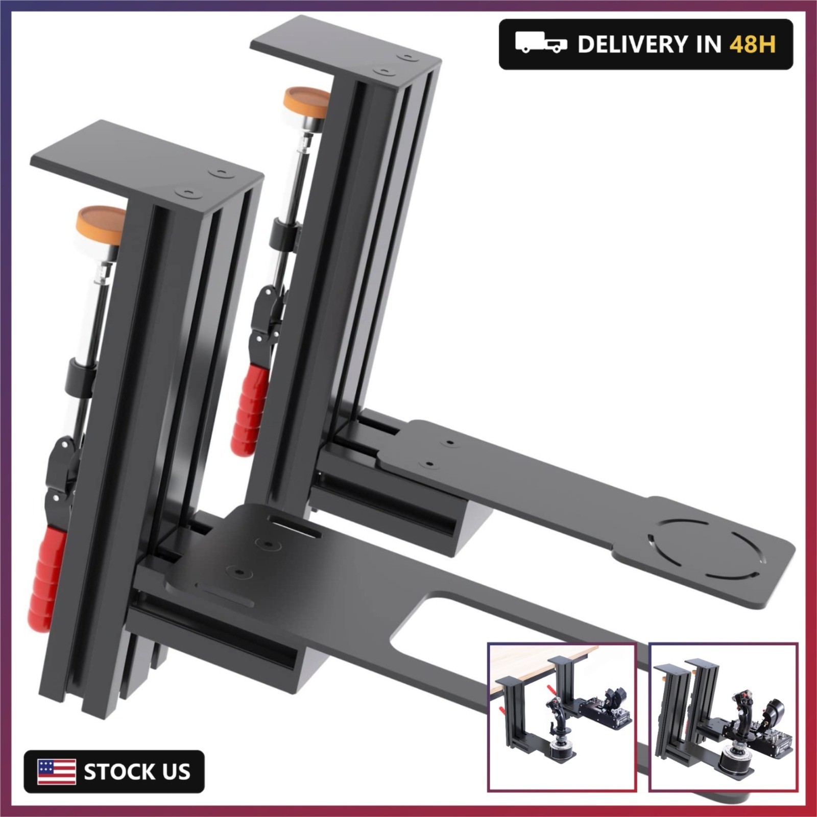Meza Mount-HOTAS Desk Mount Set of 2, Adjustable Flight Sim Joystick and Throttl