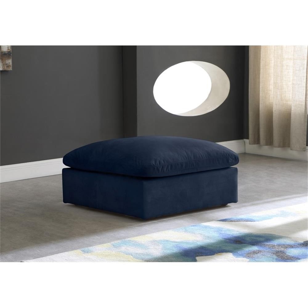 Meridian Furniture Cozy Navy Velvet Modular Ottoman