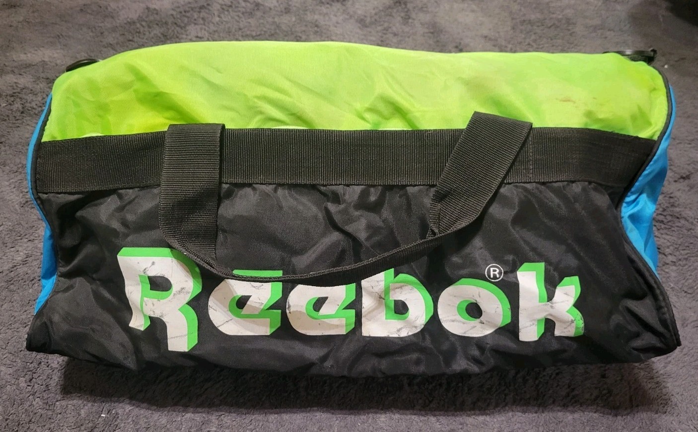 Vintage 80s 90s Reebok Logo Sports  Duffle Bag Lime Teal With Strap Vintage