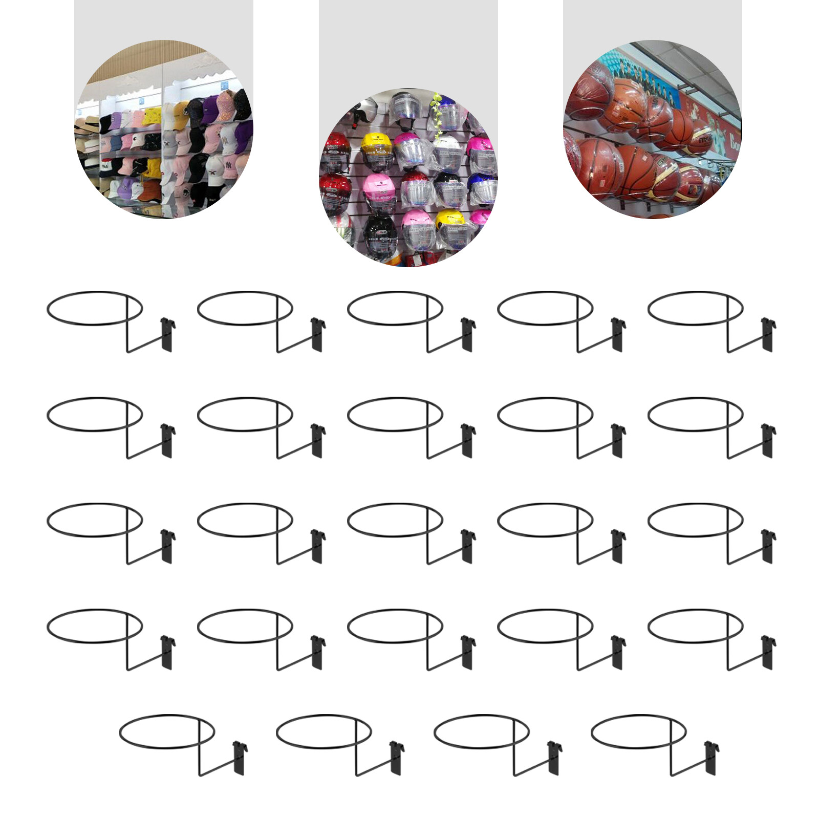 24 Hat Racks Hat Hanger Gridwall Hooks, Slat Panels Cap Rack for Retail Display