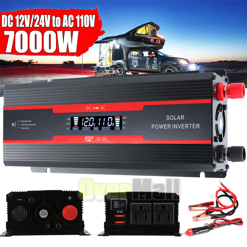 Car Power Inverter 7000W 6000W 5000W DC 12V to AC 110V Sine Wave Solar Converter