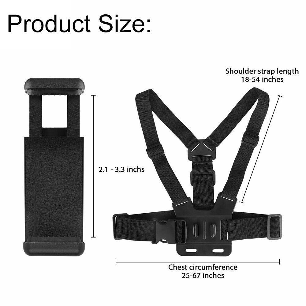 Chest Harness Strap Mount Accessories Adjustable For iPhone Android GoPro Hero