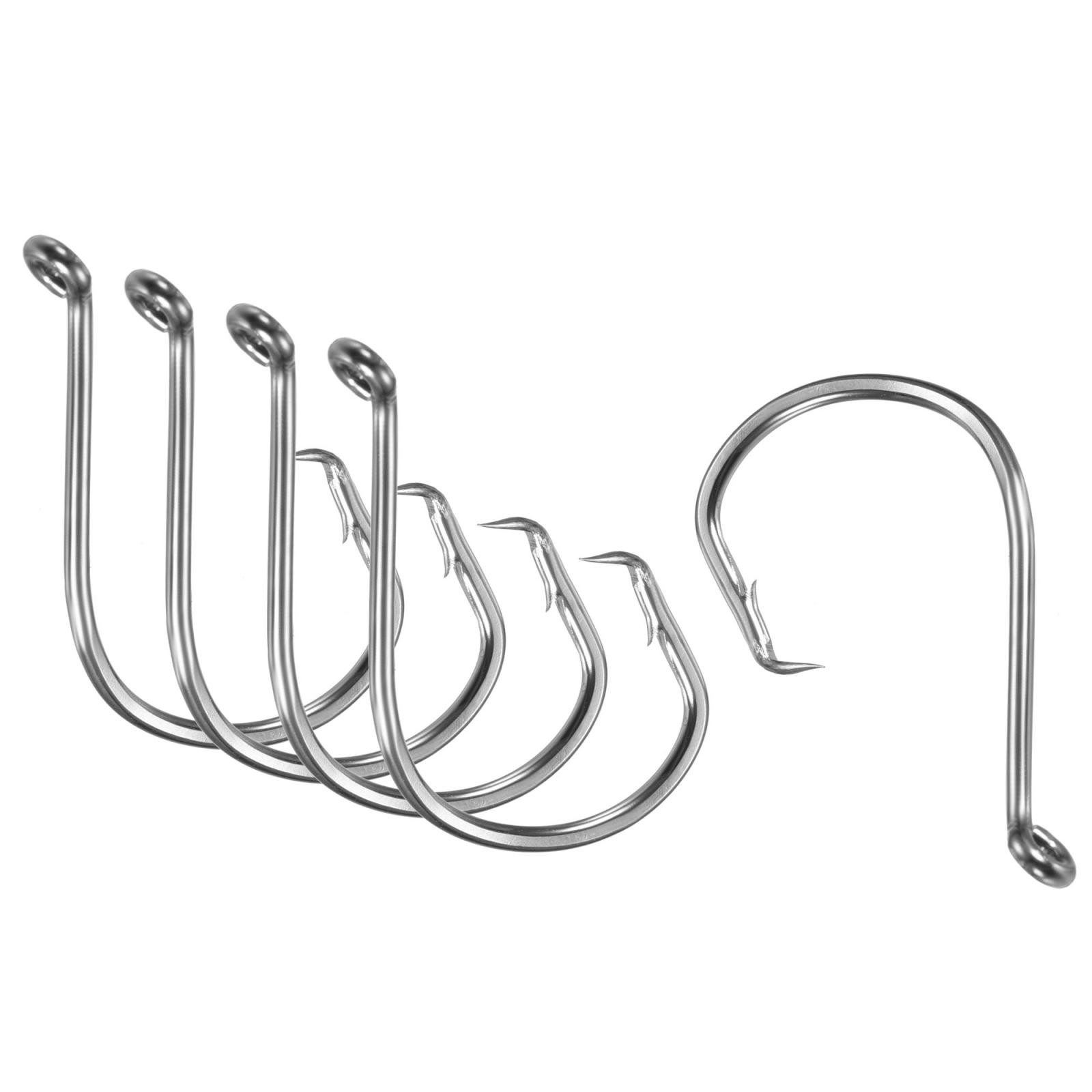 100Pcs 3/0# Fishing Circle Hooks Carbon Steel Offset Hooks w Barbs Black