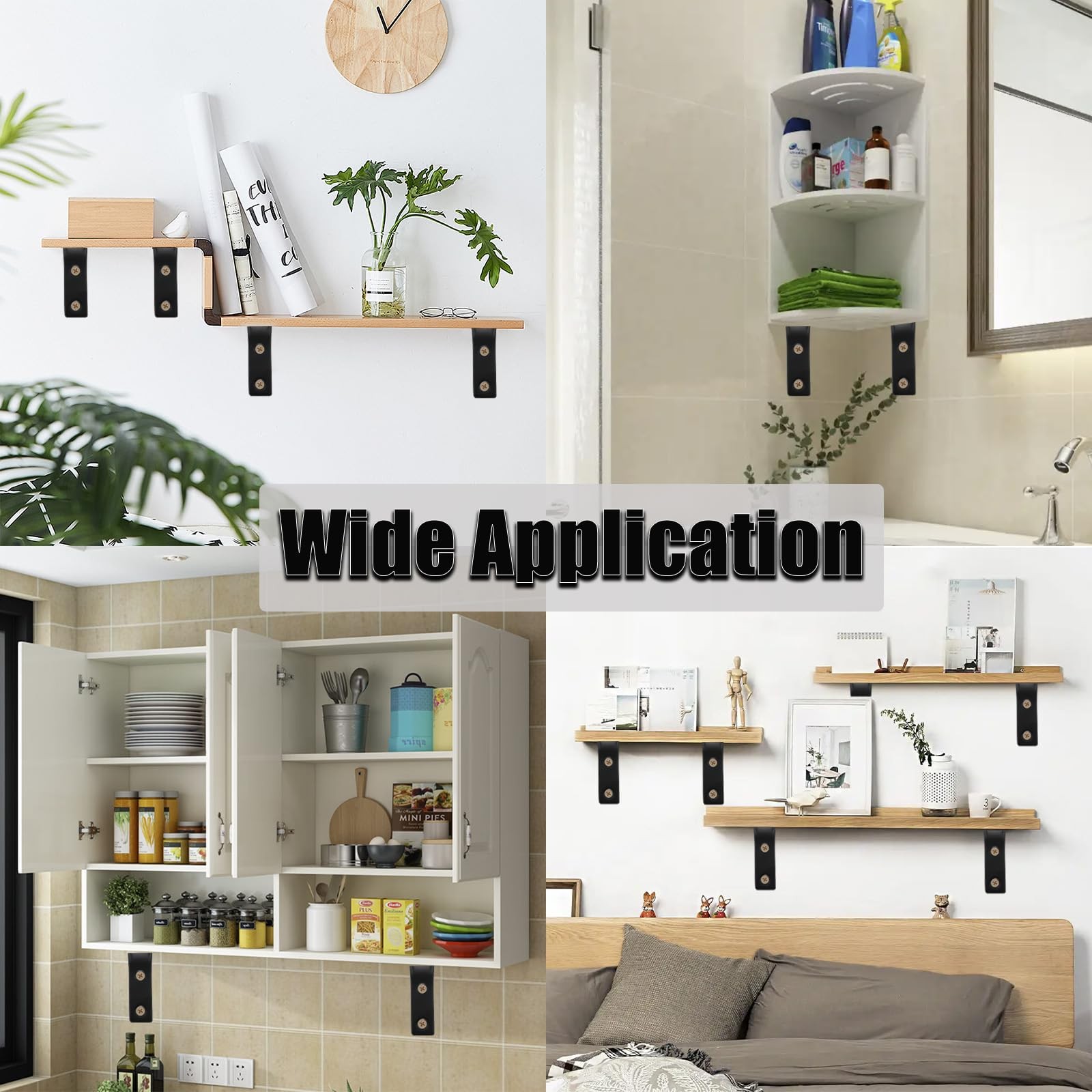 16pcs Heavy Duty L Brackets, 3 Inch Black Angle Bracket, Wall Shelf Bracket 9...