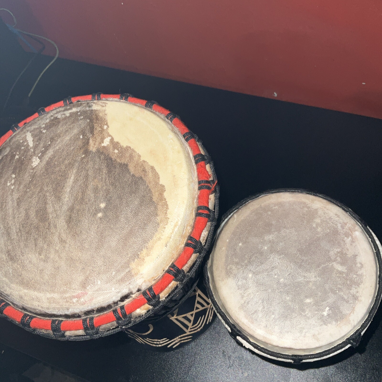 djembe drum used 9.5’ X20 Inc With Practice Drum
