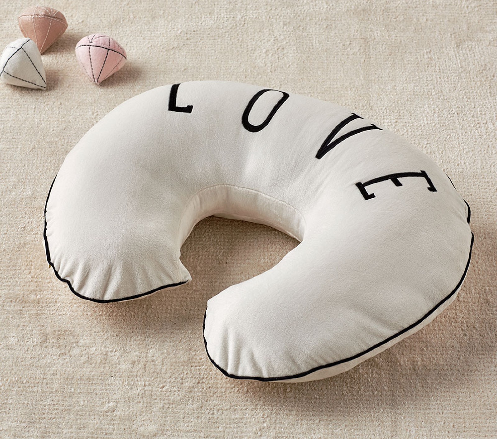 Pottery Barn Kids Emily & Meritt  "Love" Bare Naked Black  White Boppy Slipcover